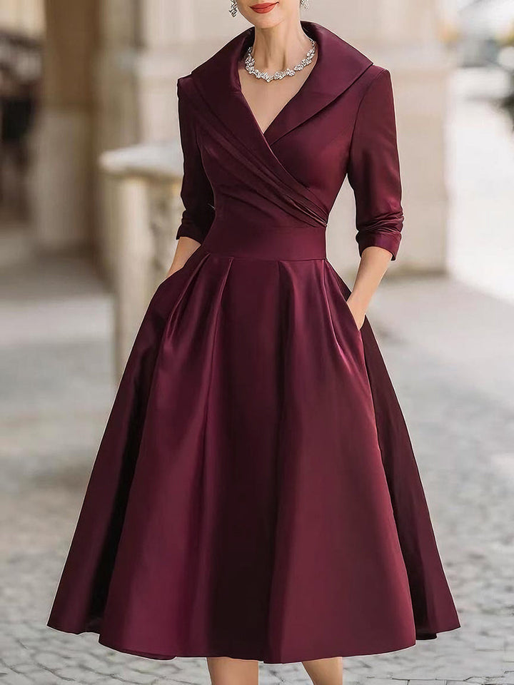 Morgan & Brooke | Champagne Bias-Cut Satin Midi Dress