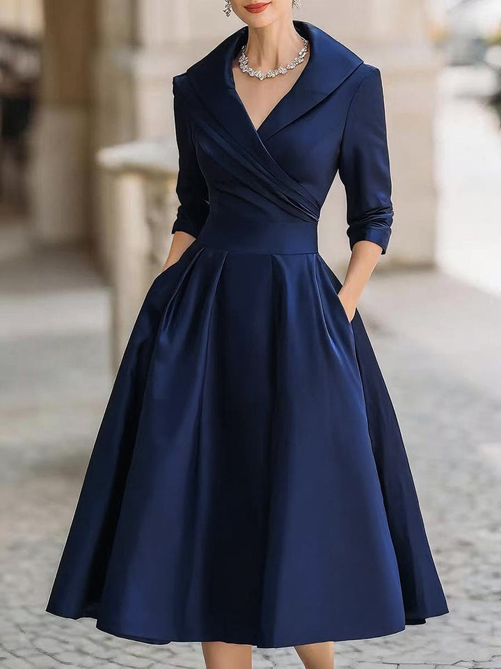Morgan & Brooke | Champagne Bias-Cut Satin Midi Dress