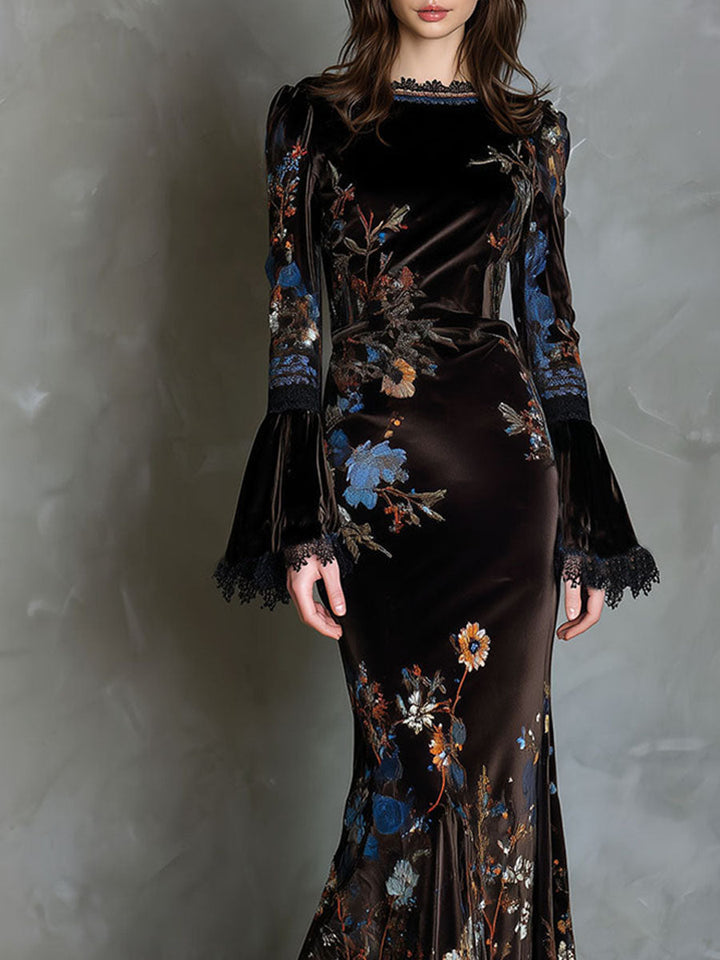 Morgan & Brooke | Velvet Floral Elegance Evening Dress