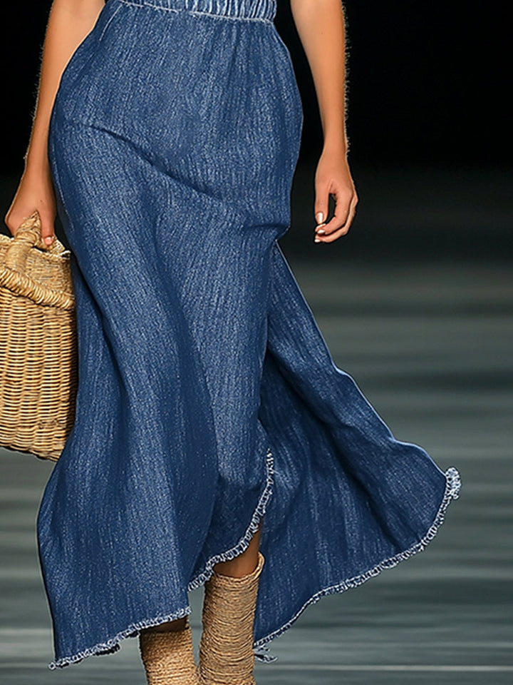 Morgan & Brooke | Denim Strapless Evening Dress