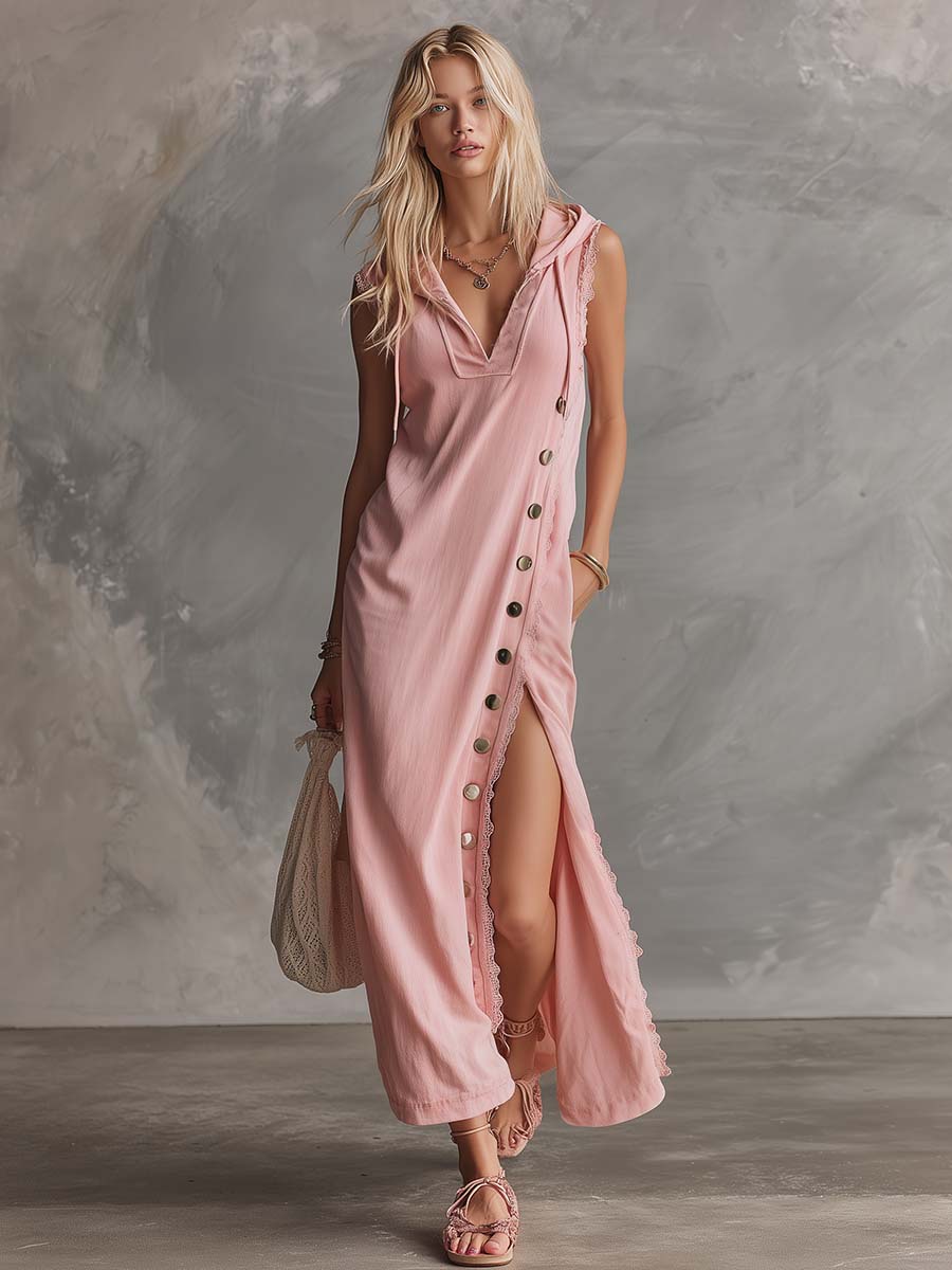 Morgan & Brooke | Pink Lace V-Neck Evening Dress
