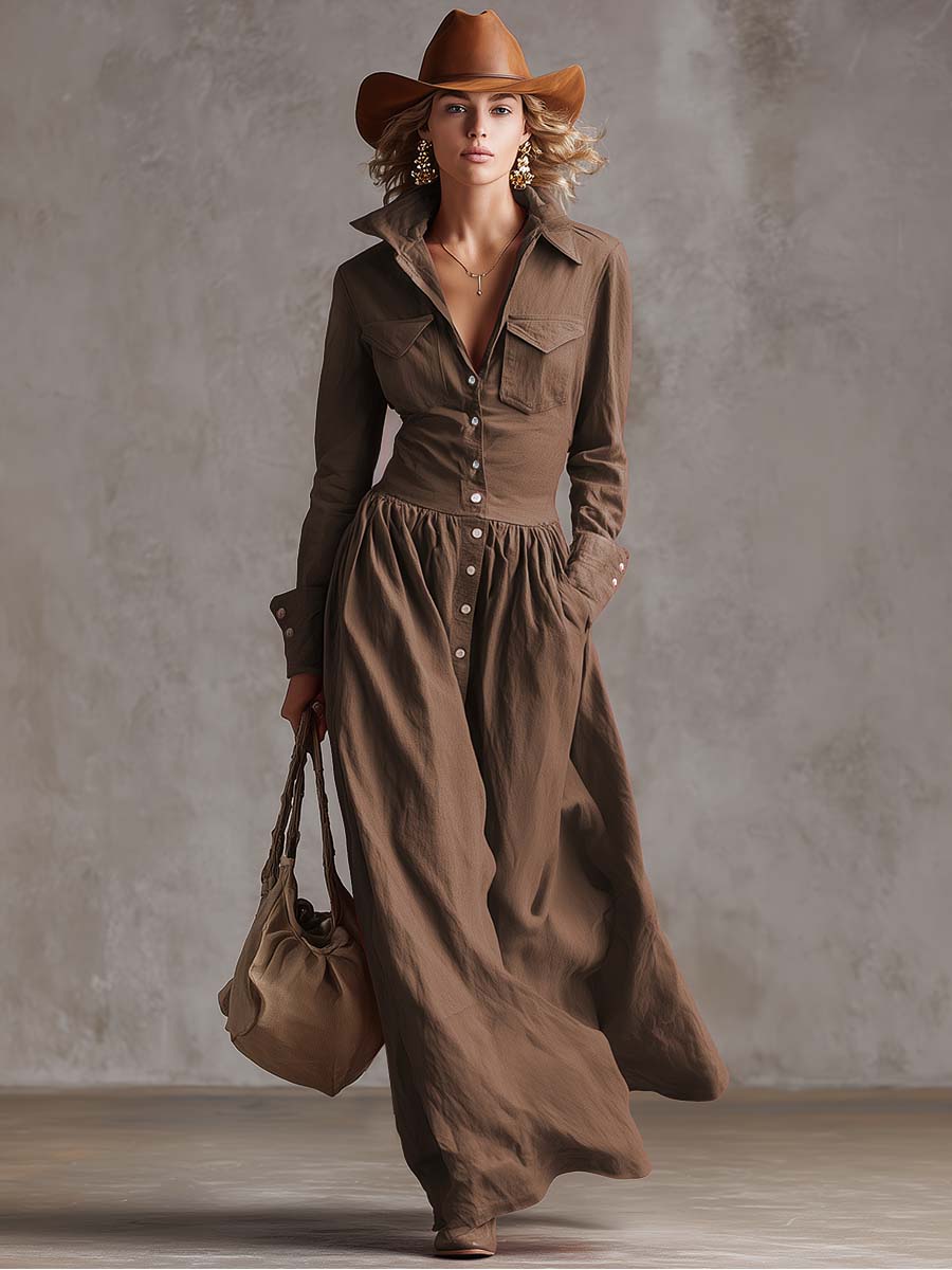 Morgan & Brooke | Red Linen Casual Dress