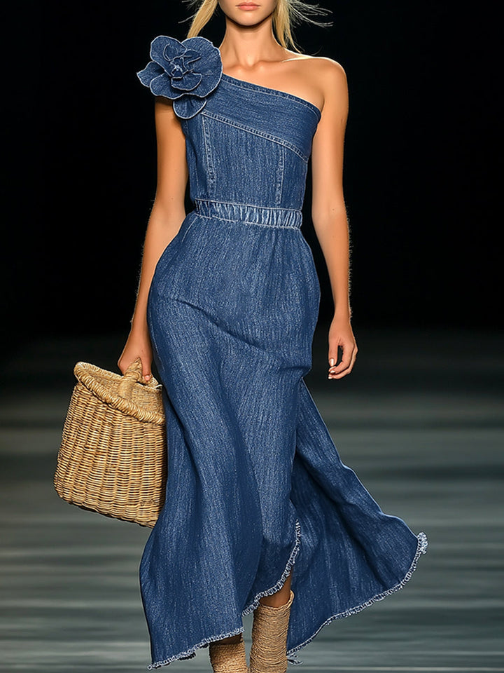 Morgan & Brooke | Denim Strapless Evening Dress