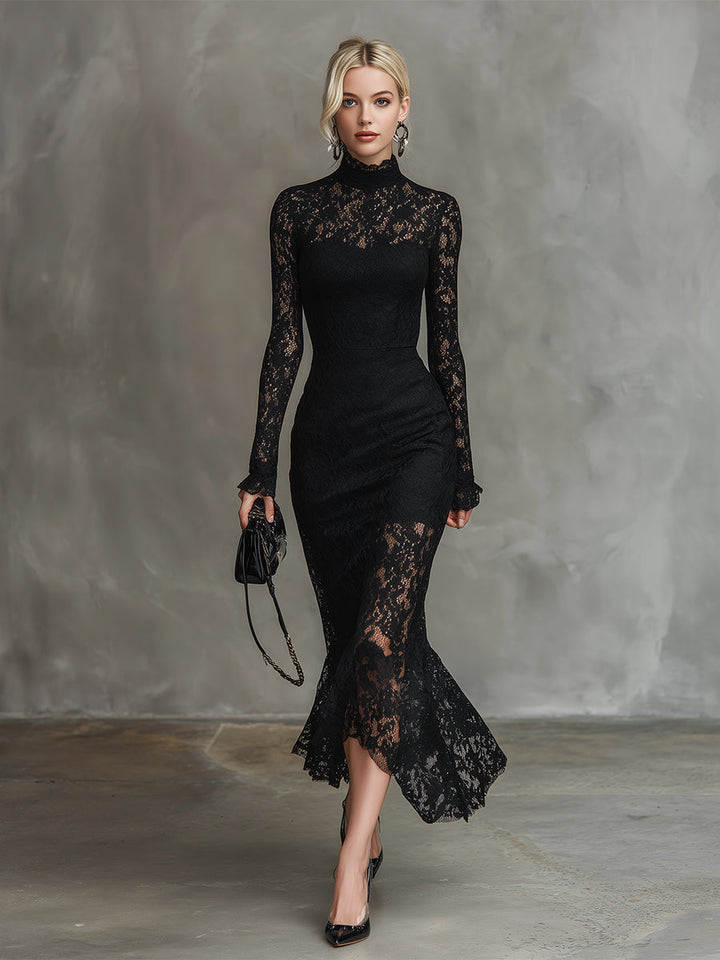 Morgan & Brooke | Black Lace Fishtail Evening Dress