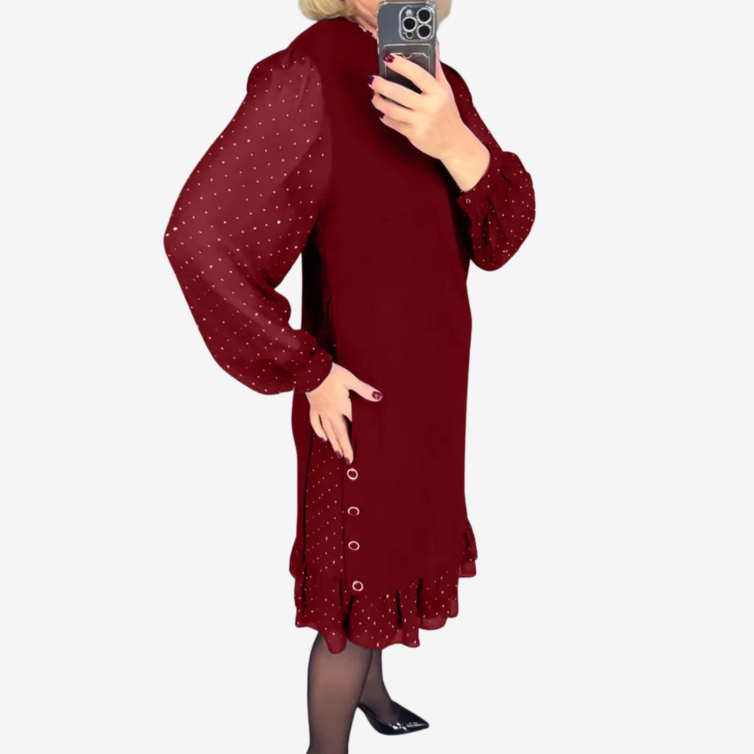 Morgan & Brooke | Charcoal A-Line Long-Sleeve Wool-Blend Dress
