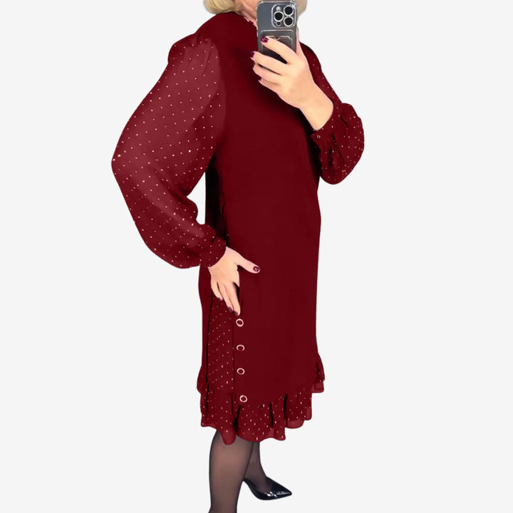 Morgan & Brooke | Charcoal A-Line Long-Sleeve Wool-Blend Dress