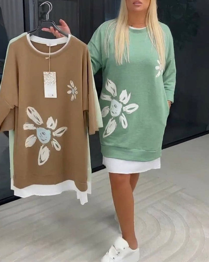 Morgan & Brooke | White Relaxed-Fit Knee-Length Cotton Dress