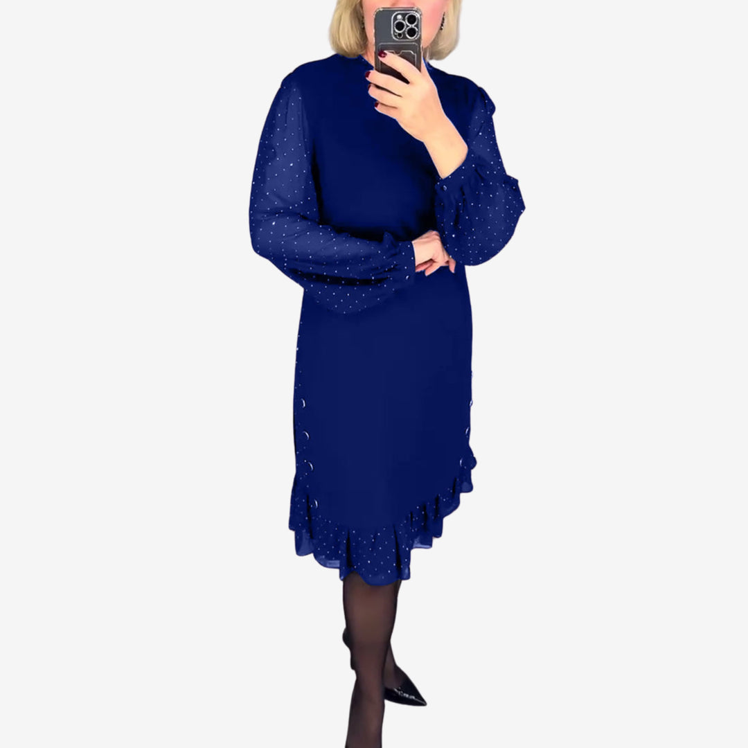 Morgan & Brooke | Charcoal A-Line Long-Sleeve Wool-Blend Dress