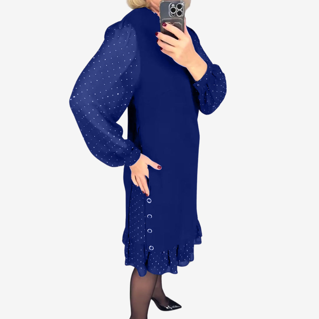 Morgan & Brooke | Charcoal A-Line Long-Sleeve Wool-Blend Dress