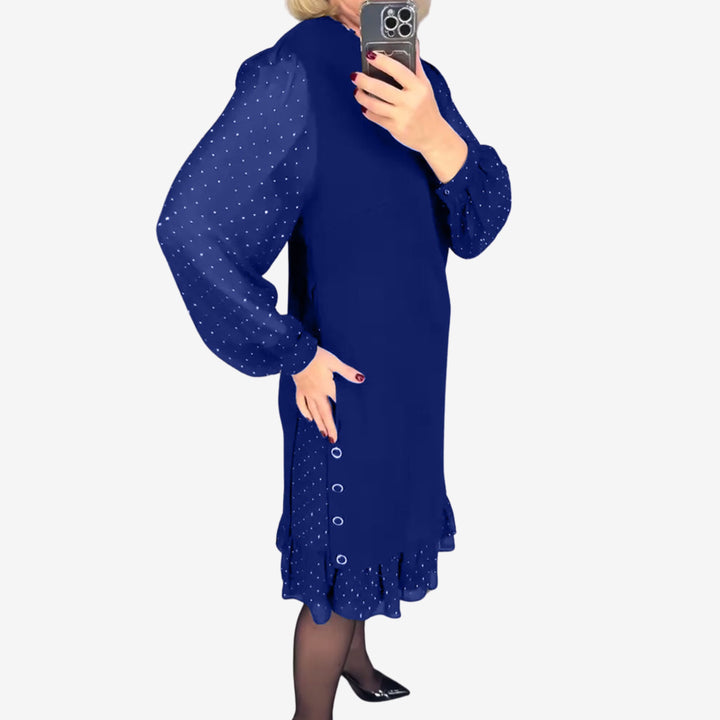Morgan & Brooke | Charcoal A-Line Long-Sleeve Wool-Blend Dress