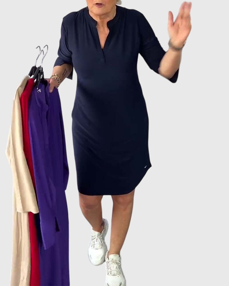 Morgan and Brooke | | Solid V-Neck Dress