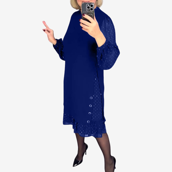 Morgan & Brooke | Charcoal A-Line Long-Sleeve Wool-Blend Dress
