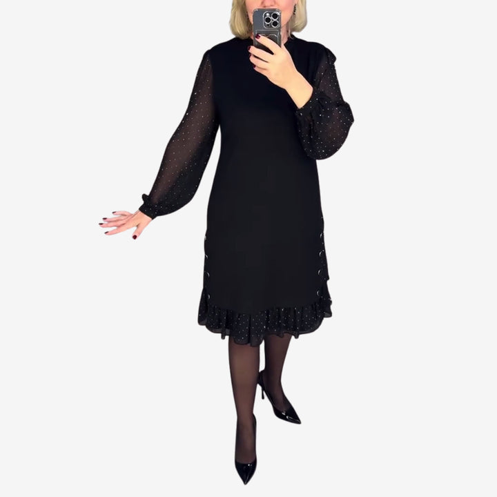 Morgan & Brooke | Charcoal A-Line Long-Sleeve Wool-Blend Dress