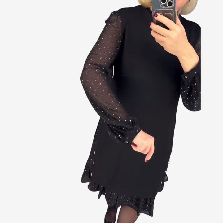 Morgan & Brooke | Charcoal A-Line Long-Sleeve Wool-Blend Dress