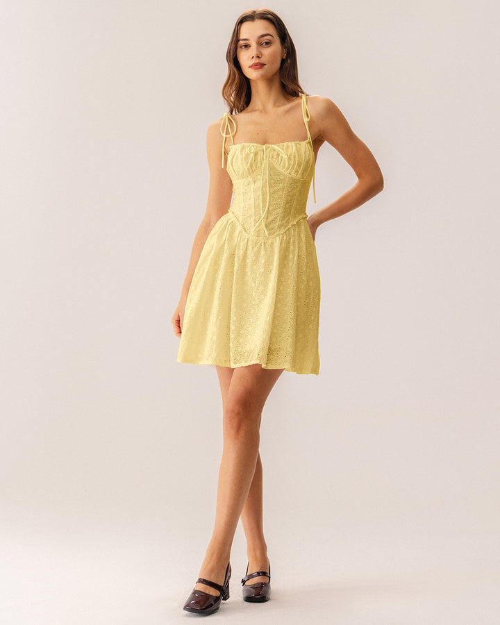 Morgan and Brooke | Yellow Ruched Corset Mini Dress