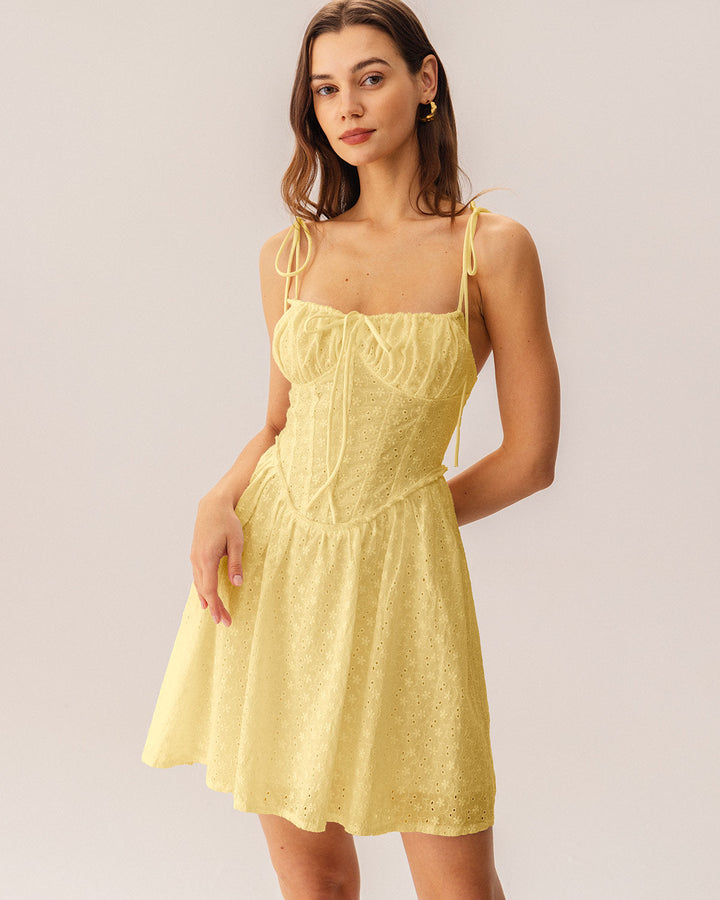 Morgan and Brooke | Yellow Ruched Corset Mini Dress