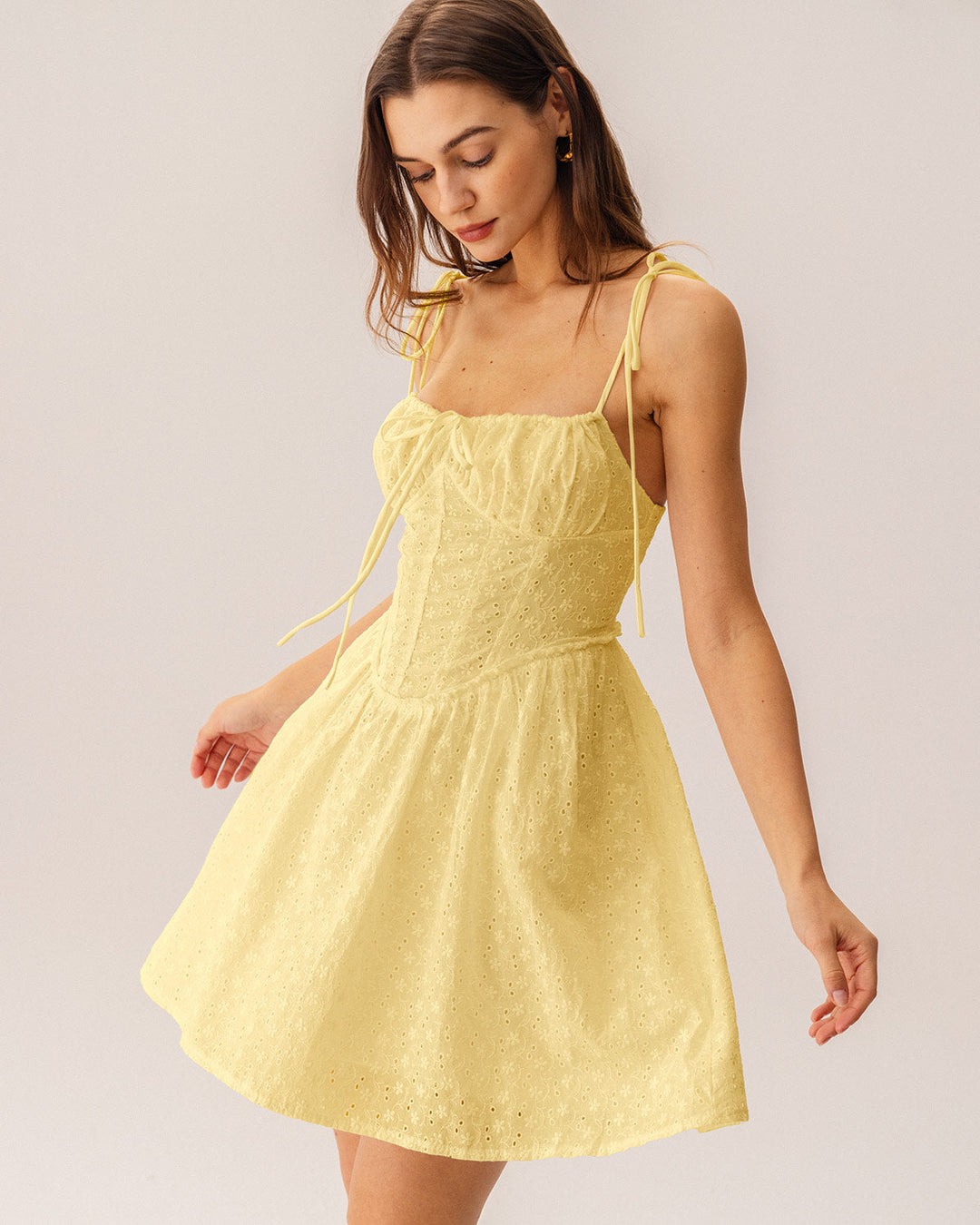 Morgan and Brooke | Yellow Ruched Corset Mini Dress