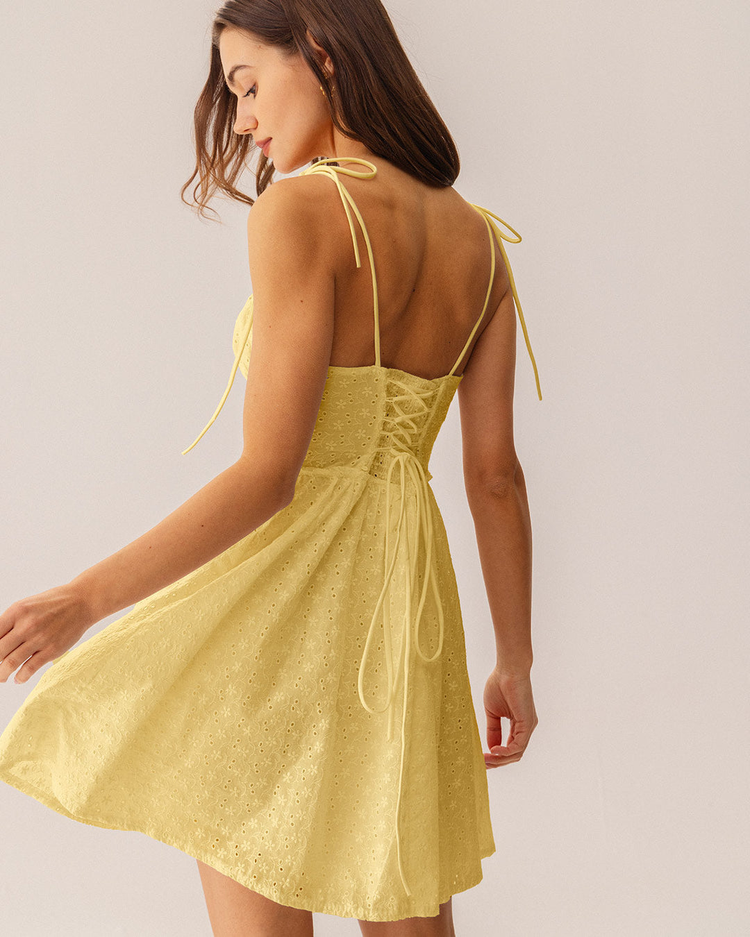 Morgan and Brooke | Yellow Ruched Corset Mini Dress