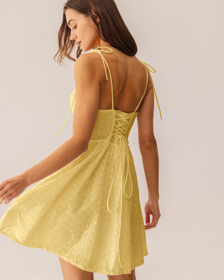 Morgan and Brooke | Yellow Ruched Corset Mini Dress