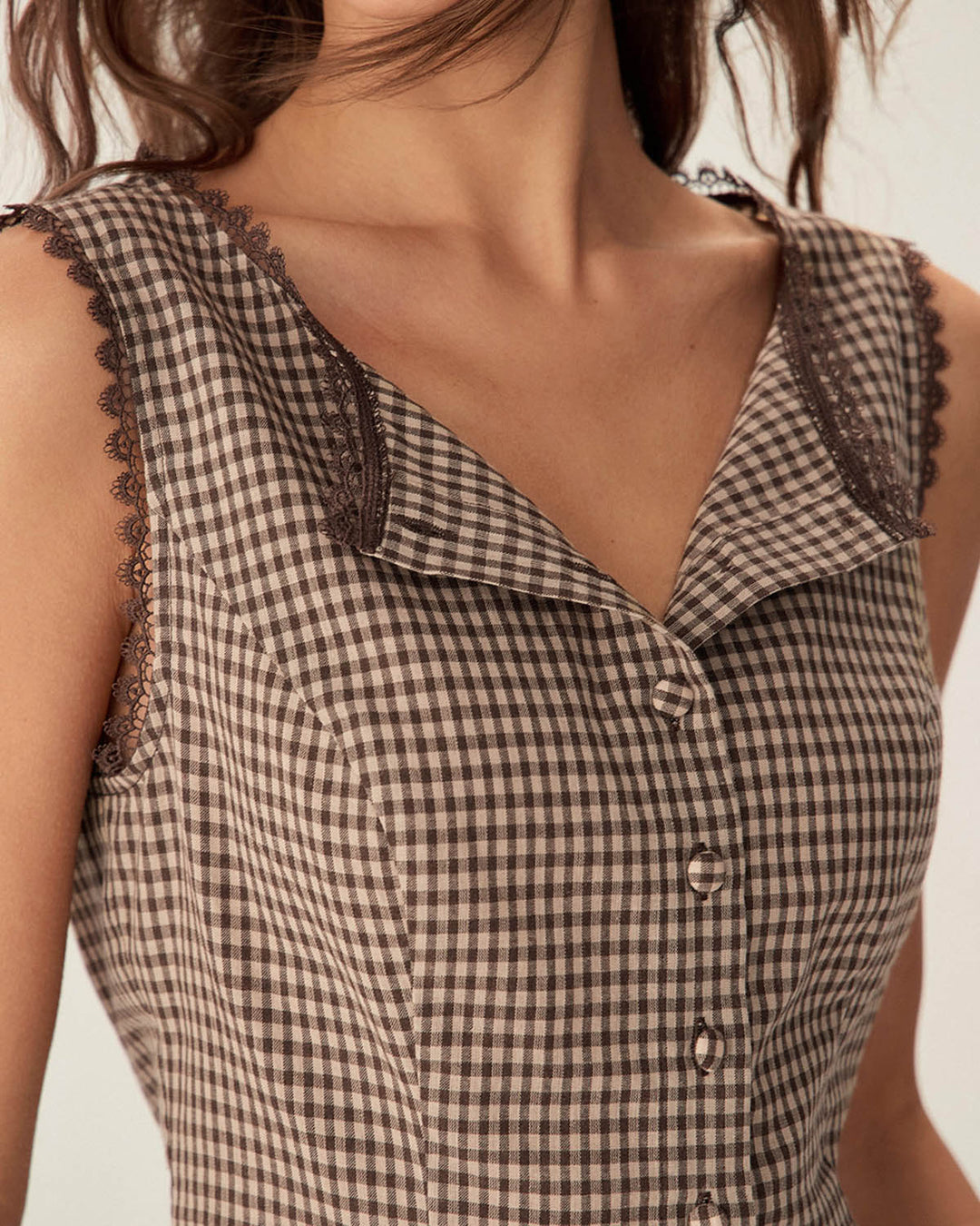 Morgan and Brooke | Brown Plaid Single Breasted Vest