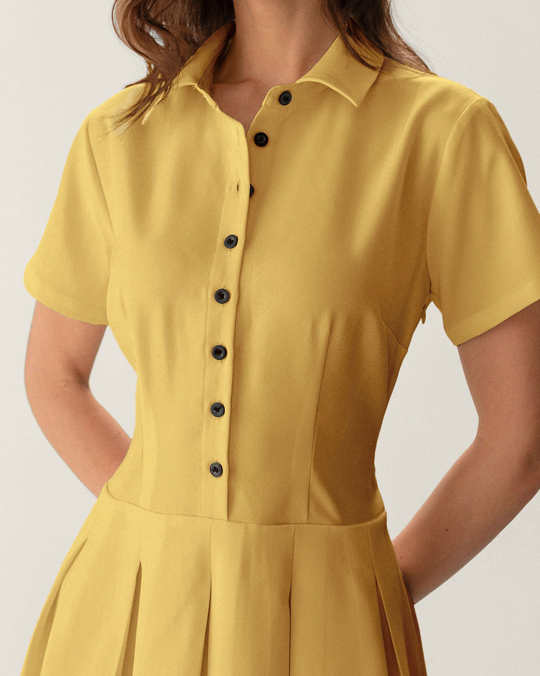 Morgan and Brooke | Yellow Pleated Mini Dress