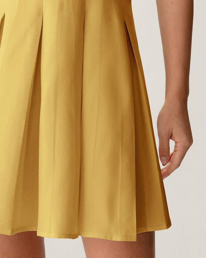 Morgan and Brooke | Yellow Pleated Mini Dress