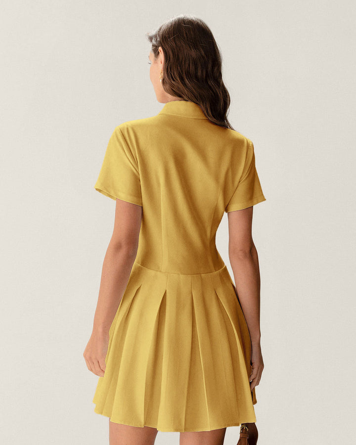 Morgan and Brooke | Yellow Pleated Mini Dress