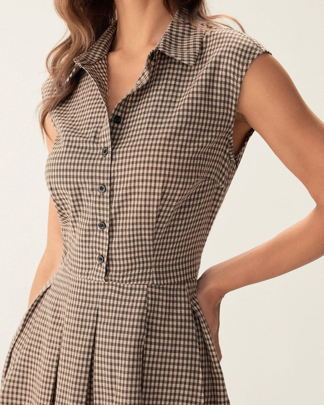 Morgan and Brooke | Brown Plaid Midi Dress