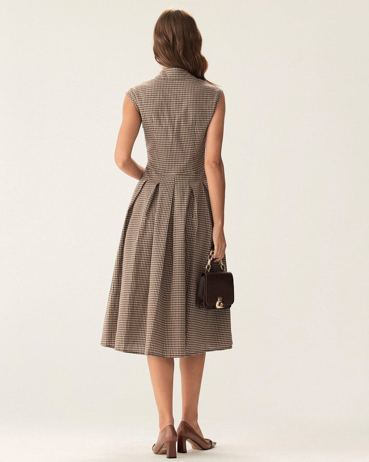 Morgan and Brooke | Brown Plaid Midi Dress