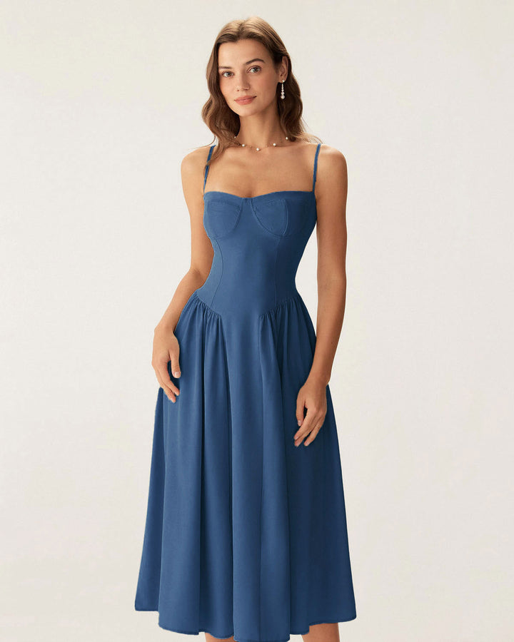 Morgan and Brooke | Navy Square Neck Midi Dress