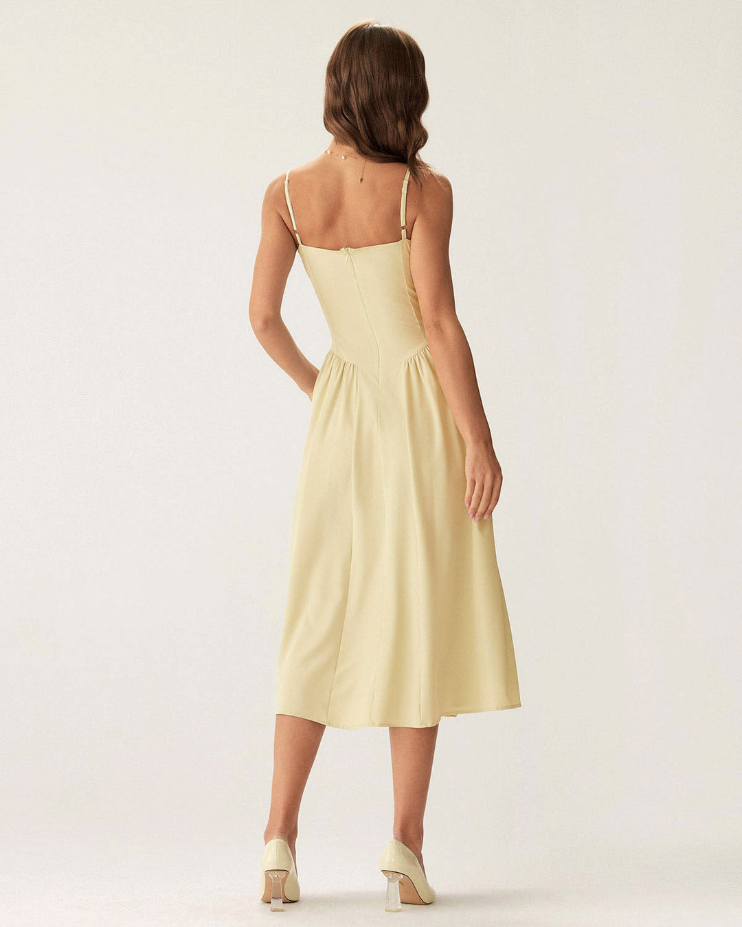 Morgan and Brooke | Yellow Square Neck Midi Dress