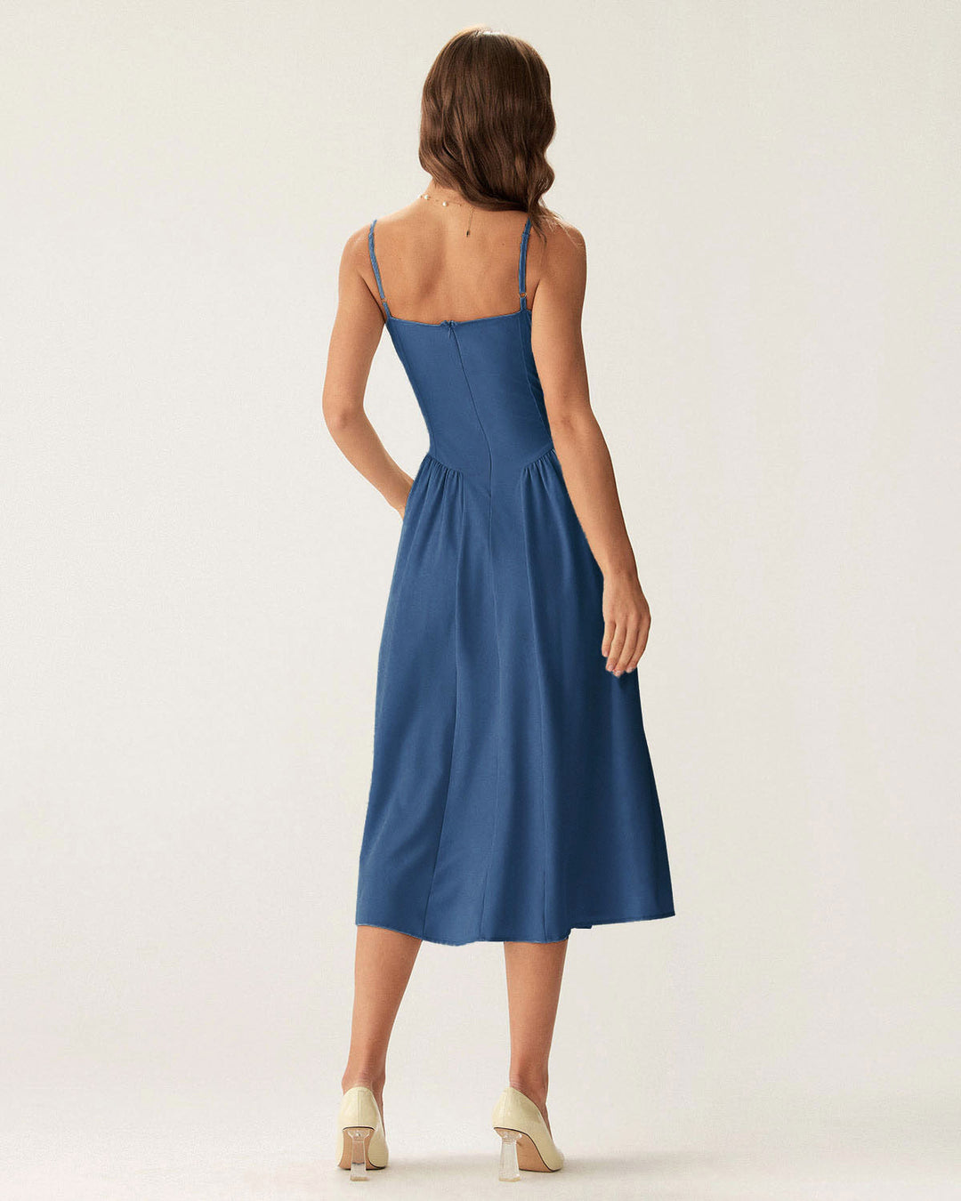 Morgan and Brooke | Navy Square Neck Midi Dress