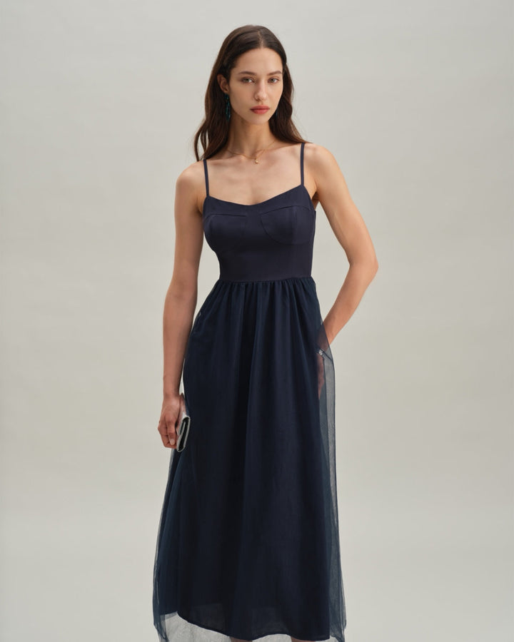 Morgan and Brooke | Flowy Maxi Dress for Women in Blue