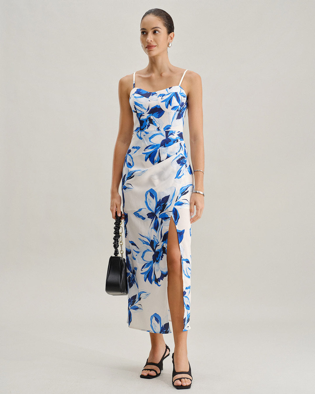 Morgan and Brooke | Floral Bohemian Maxi Dress for Women in Blue