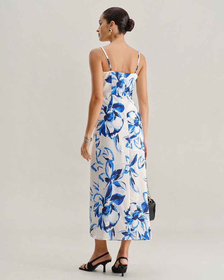 Morgan and Brooke | Floral Bohemian Maxi Dress for Women in Blue