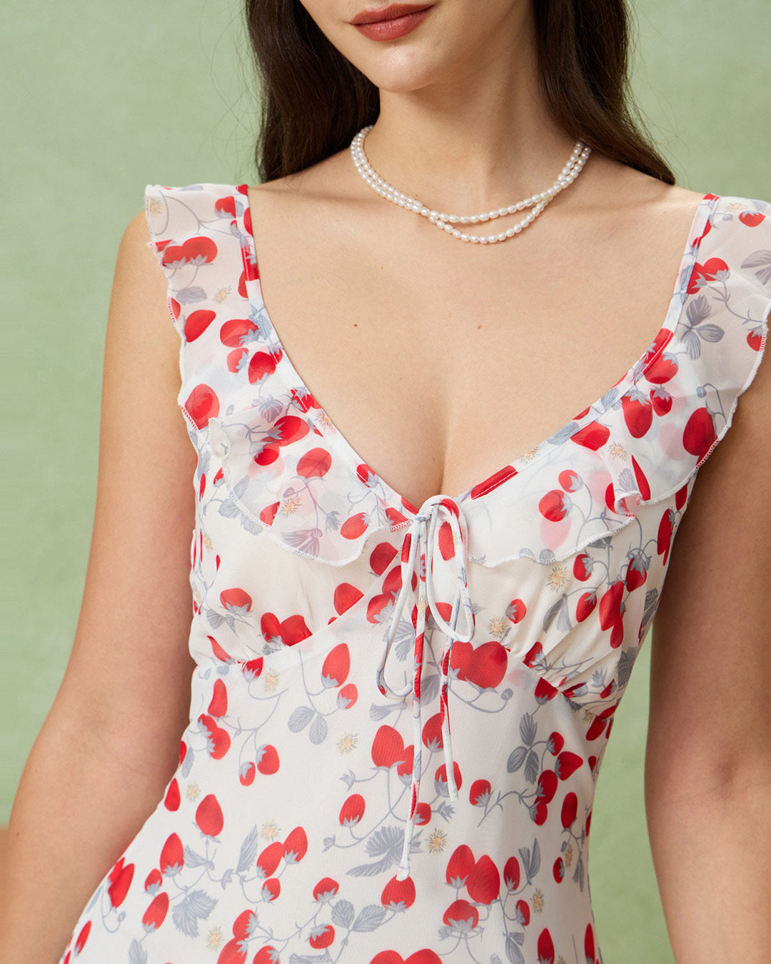Morgan and Brooke | White Floral V Neck Ruffle Mini Dress