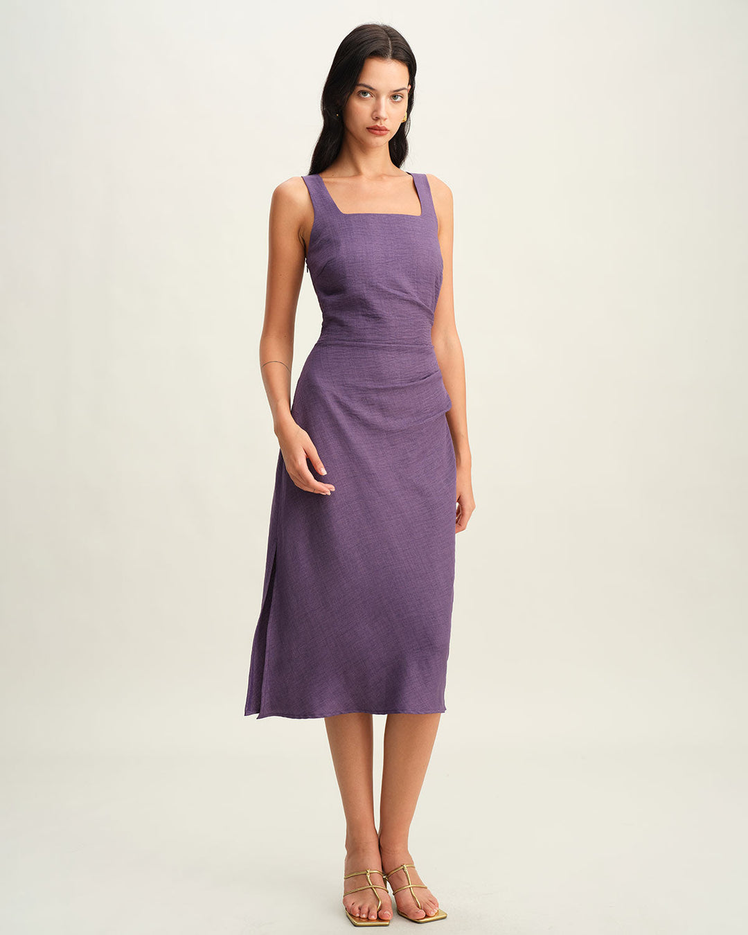 Morgan and Brooke | Square Neck Slip Midi Dress, Purple
