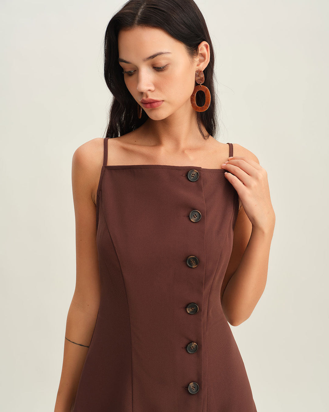 Morgan and Brooke | Brown Pleated Slip Mini Dress