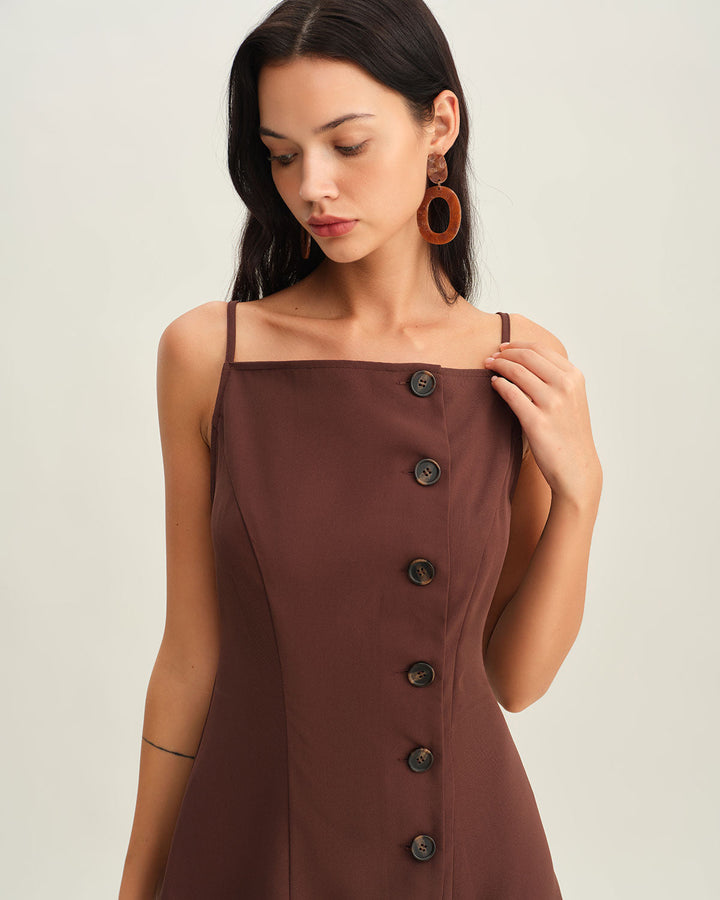 Morgan and Brooke | Brown Pleated Slip Mini Dress