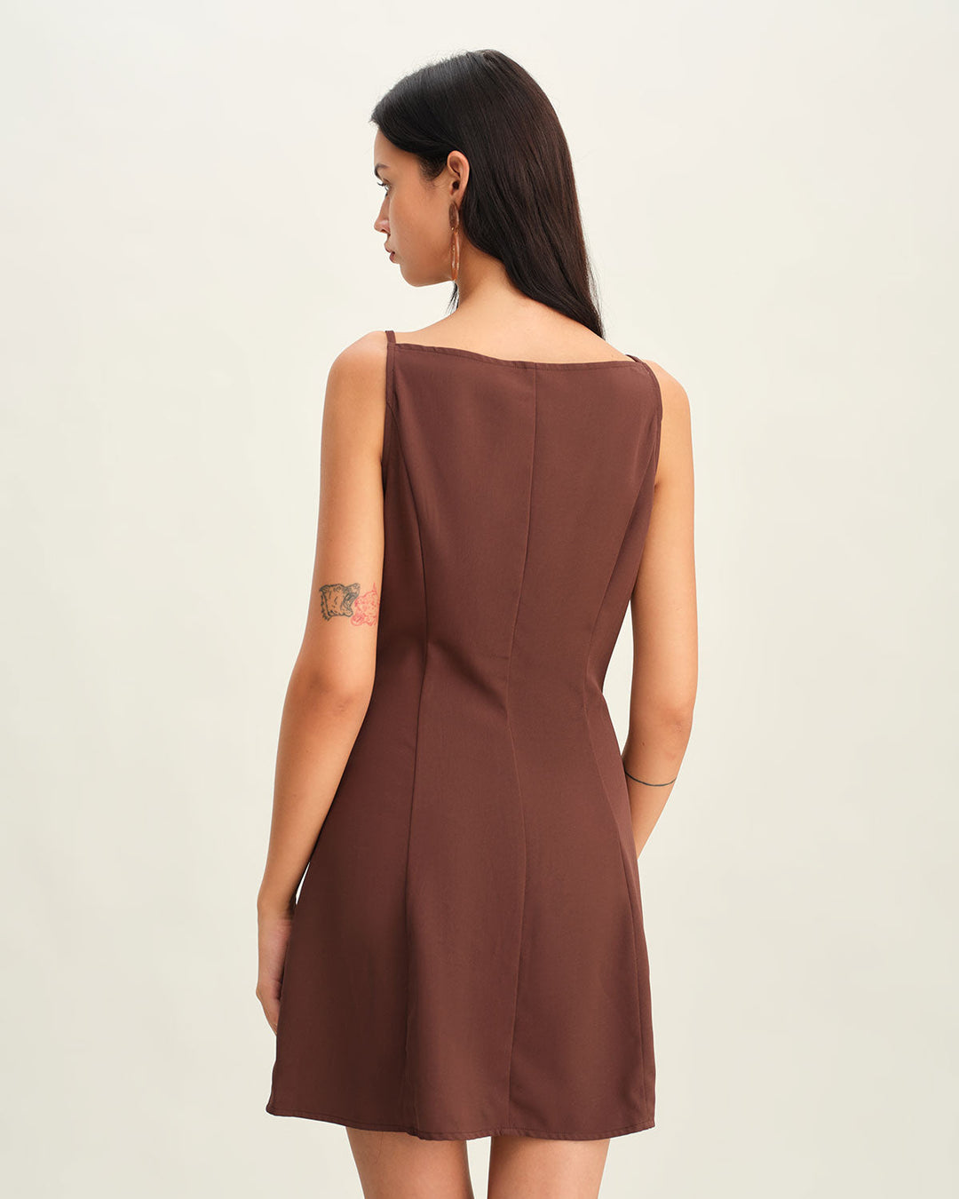 Morgan and Brooke | Brown Pleated Slip Mini Dress