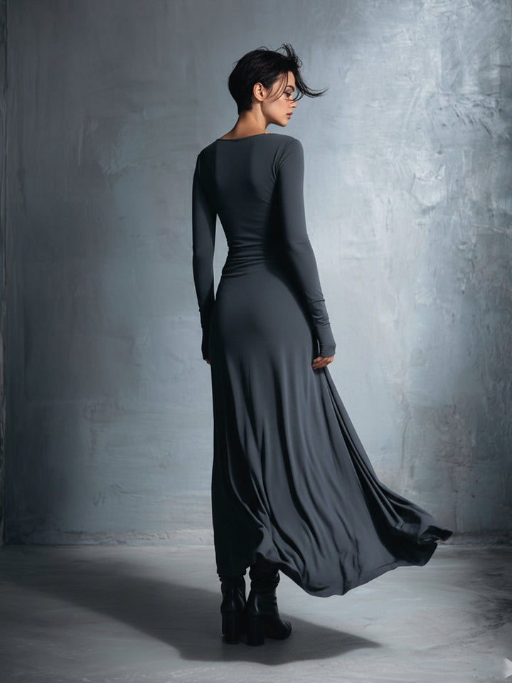 Morgan & Brooke | Grey Knit Wrap Dress