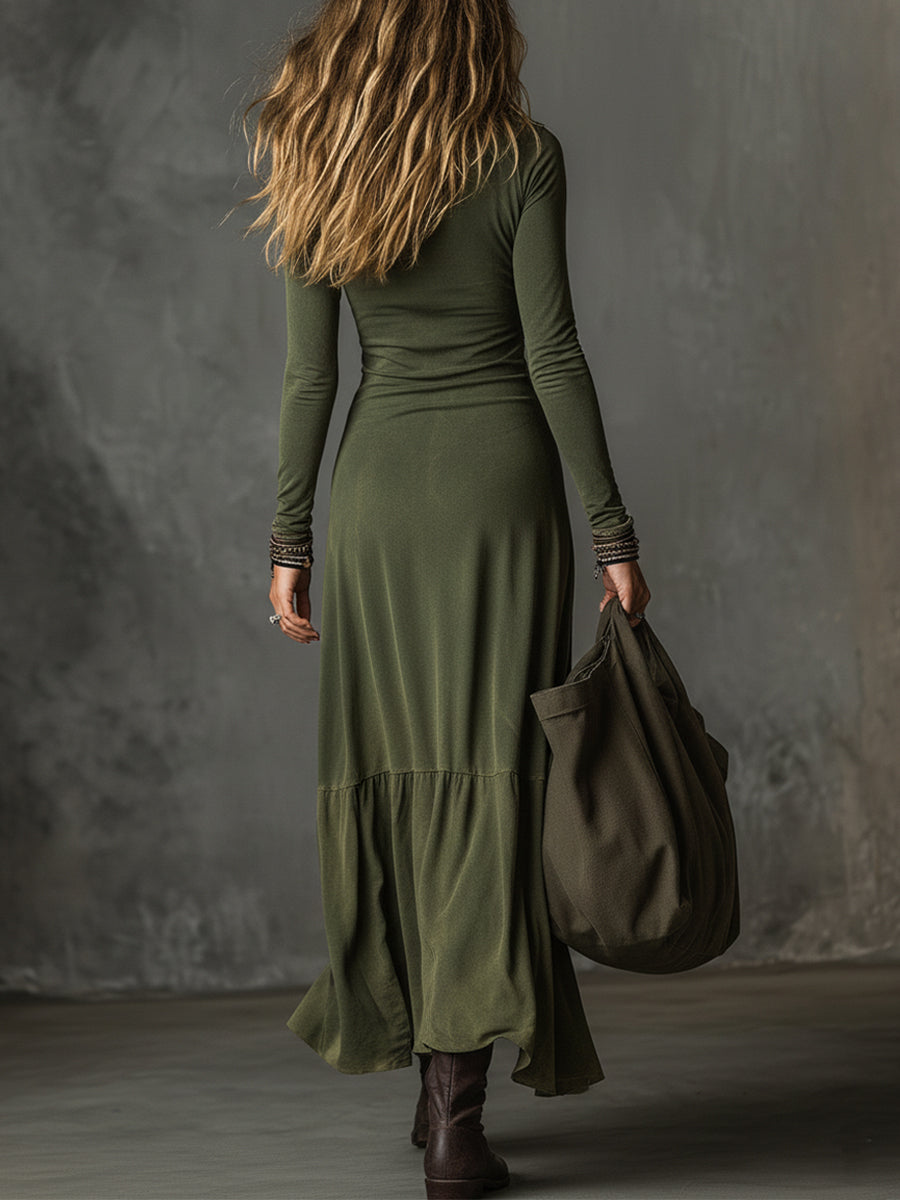 Morgan & Brooke | Bohemian Washed Cotton Half-Zip Hem Dress