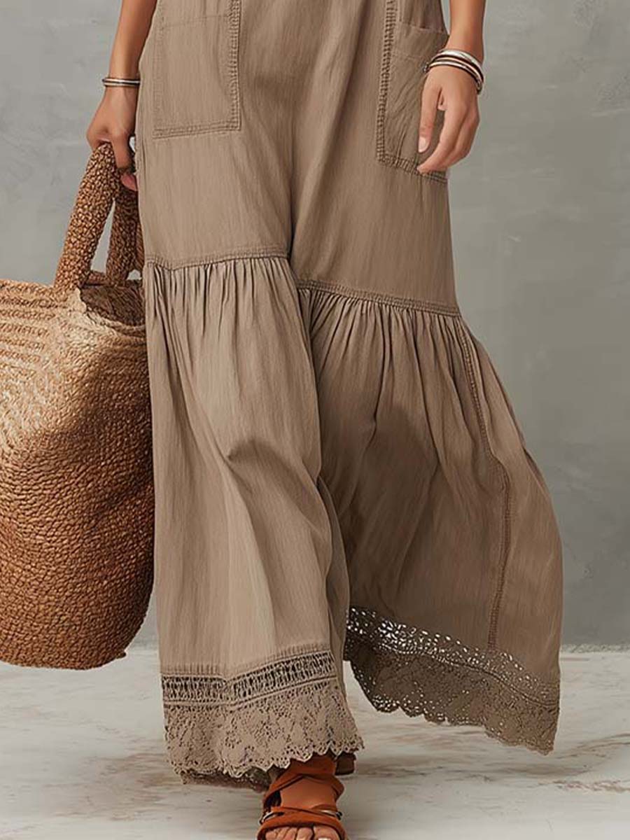 Morgan & Brooke | Khaki Cotton Sleeveless Dress