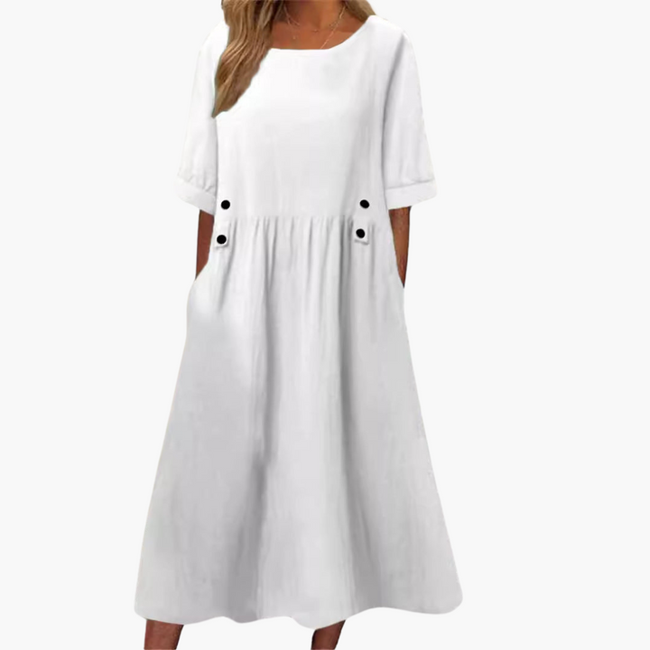 Morgan & Brooke | Navy Relaxed Fit V-Neck Cotton Dress