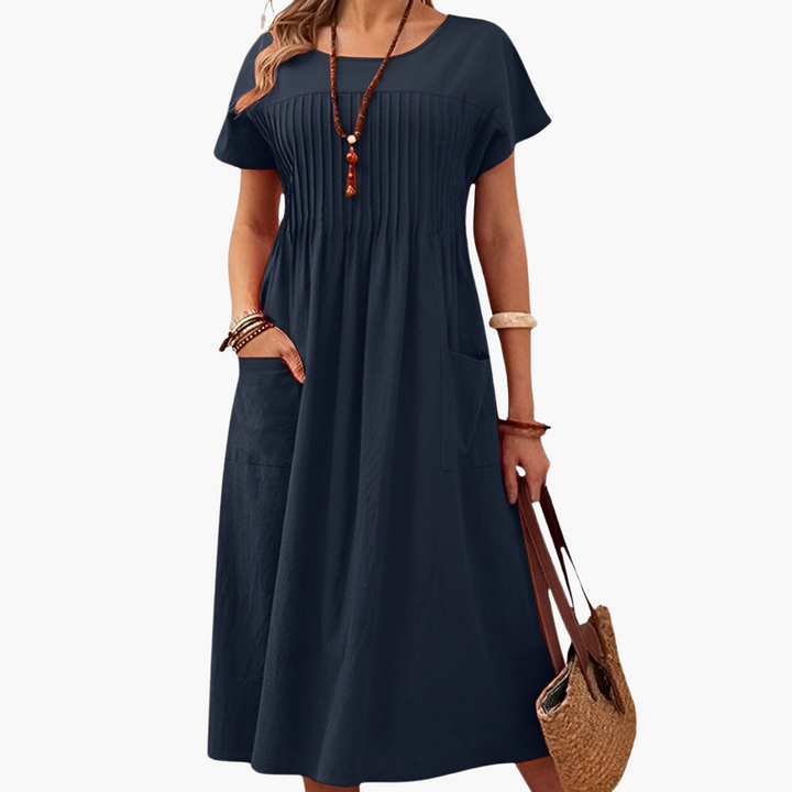 Morgan & Brooke | Beige Relaxed-Fit Cotton Day Dress