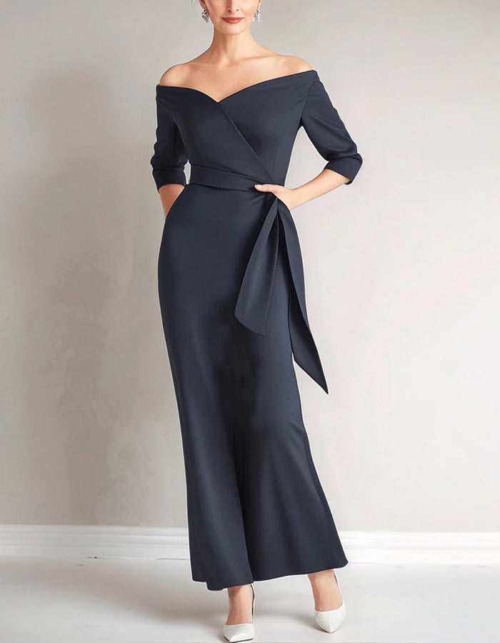 Morgan & Brooke | Red Off-Shoulder Mermaid Two-Piece Dress
