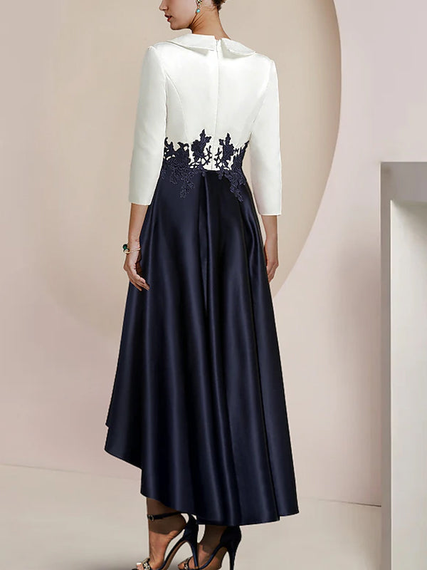 Morgan & Brooke | White Satin V-Neck Dress