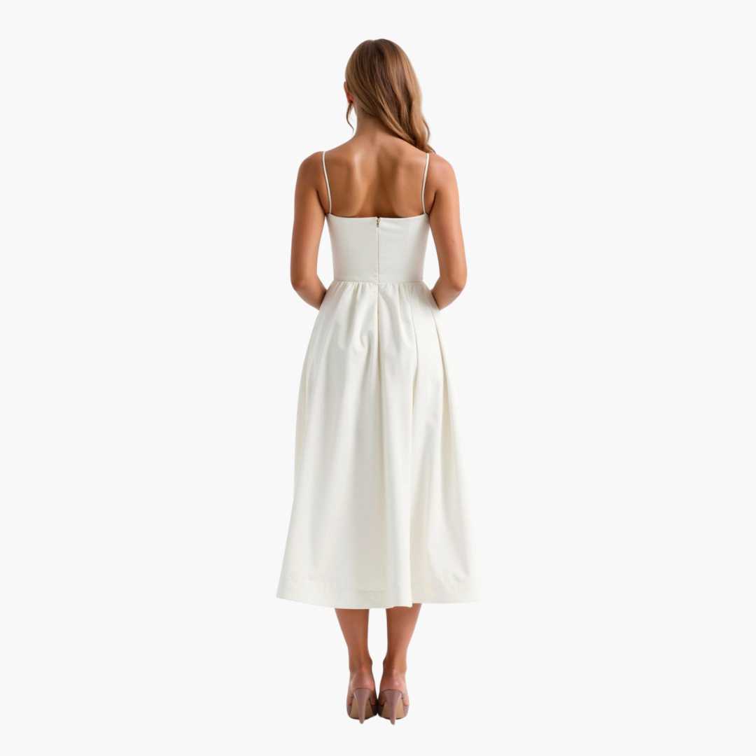 Morgan & Brooke | Ivory Bias-Cut Midi Chiffon Dress