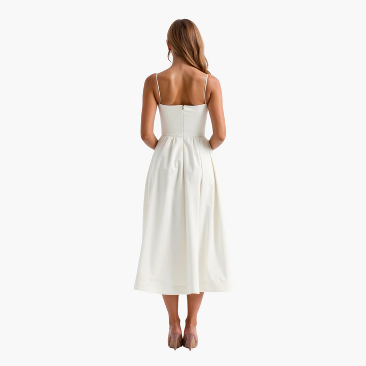 Morgan & Brooke | Ivory Bias-Cut Midi Chiffon Dress