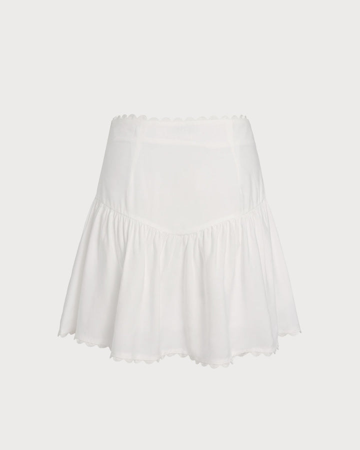 Morgan and Brooke | White Ruched Mini Skirt
